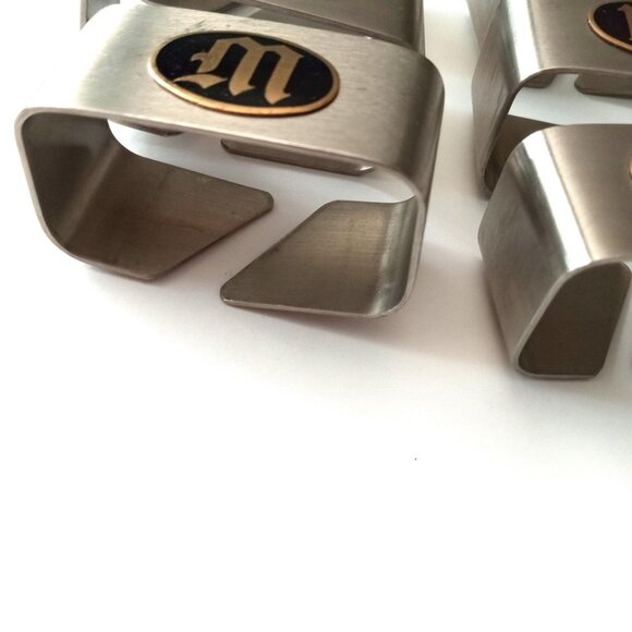 8 Monogram "M" or "W" Napkin Ring / Holder Vintage Tablecloth Thanksgiving Table - Picture 3 of 10